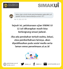 Nantinya pengumuman peserta lolos seleksi simak ui pada 30 juni 2021 mendatang. Simak Ui On Twitter Sejauh Ini Pelaksanaan Ujian Simak Ui 12 Juli Diharapkan Msih Bs Berlangsung Sesuai Jdwal Jika Ada Perubahan Terkait Wktu Lokasi Pemberitahuan Lainnya Akan Dipublikasikan Pd Sosmed Laman Https T Co U8bizexaos Selagi