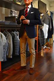 Black Blazer Khaki Pants Brown Shoes Navy Blazer Khakis White Shirt Striped Tie The Basics Done Well Mens Outfits Well Dressed Men Mens Attire