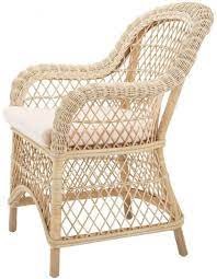 Casa Padrino Luxury Rattan Dining Chair With Armrests And Cushion Natural Cream 63 X 68 X H 88 Cm Dining Room Furniture