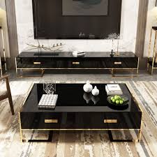 Here, i have listed down the top 10 best 11. Jocise Moderner Schwarzer Rechteckiger Aufbewahrungstisch Mit Schubladen Lackierter Goldfarbener Boden In 2021 Center Table Living Room Coffee Table With Drawers Living Room Coffee Table