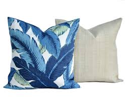 2 Tommy Bahama Pillow Covers 1 Blue Palm And 1 Tan Cushion Etsy Pillows Outdoor Pillows Tropical Throw Pillow