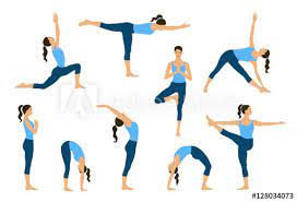 Yoga asanas imapct the internal organs and. Set Von Yoga Posen Junge Frauen Tun Yoga Ubungen Yogi Im Yoga Leinwandbilder Bilder Yogi Schone Asana Myloview De