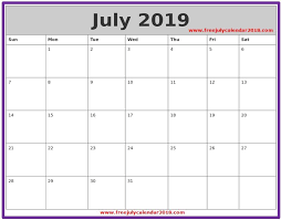 2019 July Calendar Template Calendar Printables Calendar 2019 Template July Calendar