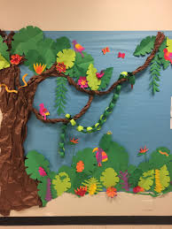 Jungle Rainforest Bulletin Board Jungle Decorations Rainforest Crafts Jungle Theme Classroom