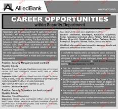 Page 1 of 212 jobs. Security Manager Job In Allied Bank 2021 Job Advertisement Pakistan