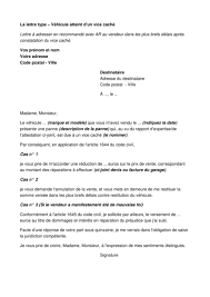 Nous vous présentons nos excuses pour les défauts que vous avez constatés sur le produit, inutilisable en l'état. Voiture Vehicule Atteint D Un Vice Cache Lettre Type Ufc Que Choisir