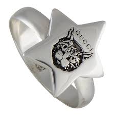 Women's gucci tennis 1977 high top sneaker. Gucci Blind For Love Silver Engraved Cat Star Motif Ring At 1stdibs