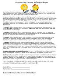 Now, try to remember what you are usually. Keyboarding Typing Keyboarding Course Reflection Paper W Evaluation Sheet