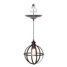 Worth Home Products Instant Pendant 1 Light Recessed Light Conversion Kit Brushed Bronze Globe Cage Shade Pbn 4034 0011 The Home Depot Screw In Pendant Light Pendant Light Kit Pendant Light