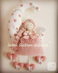 kasmirden prenses kapi susu kiz bebek odalari icin pudra pembe tonlarinda ve isim tabelali bir model erkek bebe bebek el sanatlari dolgu oyuncak hayvan bebek