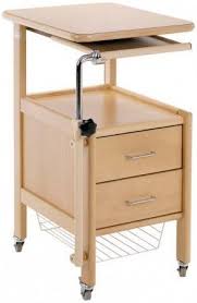 Hospital Bedside Table On Casters With Over Bed Tray