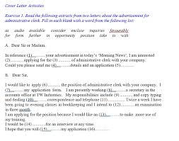 The idea in the cover page within the days in the paper application ended up being. Cover Letter Activities Exercise 1 Read The Chegg Com