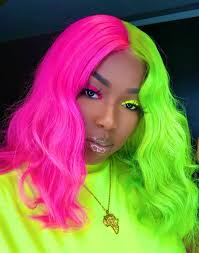 Black And Neon Green Hair Split Pintrest Babylaaa Split Dyed Hair Green Hair Colors Green Hair