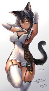 covered navel, gradient background, cleavage cutout, original, leg up -  Anime R34