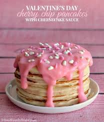 Valentine S Day Cherry Chip Pancakes With Cheesecake Sauce Recipe Food Sweet Treats Pink Pancake