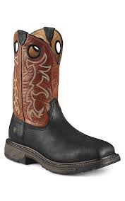 Ariat Black And Brown Boots Ariat Men S Black W Adobe Top Workhog Square Steel Toe Work Boot Boots Ariat Mens Boots Work Boots Men