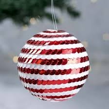 Choose from 490+ white ornaments graphic resources and download in the form of png, eps, ai or psd. Red And White Sequin Ornament Ball Diy Christmas Ornaments Christmas Ornaments Christmas Ornament Crafts