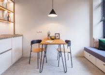 U shaped kitchen and dining space 25 Tiny Apartment Dining Rooms That Save Space And Multitask