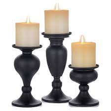 Black metal pillar candle holders. Sziqiqi Set Of 3 Metal Pillar Candle Holders 13cm 18 5cm 21cm High Iron Candle Stand For Pillar Candles Black Candlesticks Centerpieces For Table Mantle Fireplace Decor S M L Buy Online In Botswana At