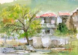 外雙溪畔的山黃麻樹8k 寶虹水彩紙300g 38 x 27 cm 中粗紋水彩寫生 plein air watercolor plein air watercolor