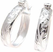 Unique floral hair clips to hold your luscious Buy 20mm Sterling Silver 925 Hawaiian Plumeria Flower Scroll Oval Hoop Earrings Online In Taiwan B072k1r3wh