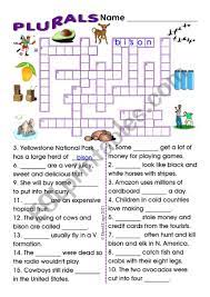Word search puzzles can be. Plurals Crossword And Sentence Completion Puzzle With Key Esl Worksheet By David Lisgo