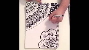 Menggambar batik motif bunga bebas part 021. Zentangle Doodle Art Fast Motion Speed Drawing Youtube