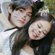 Taennie Bts Taehyung Blackpink Jennie Ilustrasi Karakter Fotografi Seni Ilustrasi