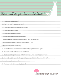 Ask guests to submit questions for each of them at the beginning of the reception. Free Printable How Well Do You Know The Bride Game