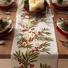 Holly Embroidered Table Runner Reviews Crate And Barrel In 2020 Embroidered Table Runner Christmas Table Cloth Christmas Table Runner