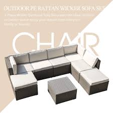They have typically been large, chunky pieces that come as is, with few options for changing up the style to. Lokatse Home 8 Piece Outdoor Conversation Set Rattan Wicker Patio Furniture Sectional Sofa With Cushion And Glass Table 8 Pc Beige Amazon Ae