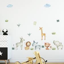 Jungle scene and more murals to ideas for painting children s from jungle mural for children s room the look truly is the limit similar to it comes to mural painting ideas. Watercolor Safari Cartoon Animals Jungle Wall Stickers For Kids Room Baby Nursery Room Decoration Pvc Wall Decals Living Room Hot Price E52bd Cicig