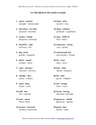 100 Adjetivos Basicos En Ingles English Phrases Spanish Vocabulary Spanish Language Learning