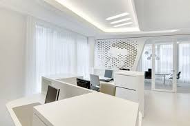 Working Desks With Computer Stations And White Cabinets Modern Bank Interior Design Office Interior Design Modern Bank Interior Design Office Interior Design