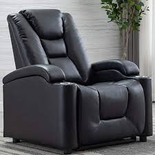 amazon com anj electric power recliner chair with cup holders and adjustable headrest breathable bonded leather recliner chair power recliner chair sofa home