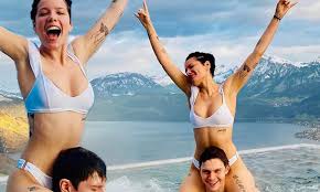 Evan peters tepidly sought to squash criticism he faced after retweeting video footage showing someone laughing as police chased and tackled piece. Halsey Stuns In A Bikini While Frolicking With Evan Peters In A Hot Tub For Valentine S Day Daily Mail Online