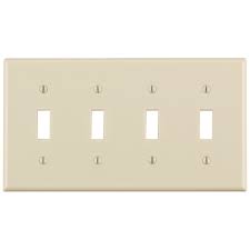Shop Leviton 000 78012 000 Light Almond 4 Gang Toggle Switch Wall Plate Overstock 12370043