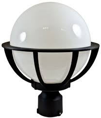 Dabmar Gm260 Led16 B Cast Aluminum Globe Contemporary Black Led Outdoor Lamp Post Light Fixture Top Dab Gm260 Led16 B