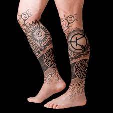 Geometric tattoo designs have existed since ancient times, and many of these symbols live on today. Leg Tattoo Design B W Lines Geometric Patterns Binary Code 23 Tattoo Designs Fur Eine Firma In Australia