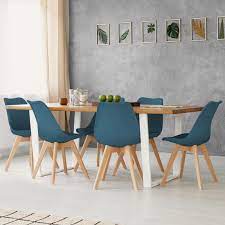 Nappe en lin bleu canard harmony salle a manger deco blueberry. Chaises Scandinaves Bleu Canard Pas Cher Id Market