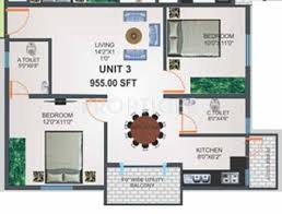 Apartments for rent in houston, tx. 955 Sq Ft 2 Bhk Floor Plan Image Nummus United Shine Woods Available For Sale Proptiger Com