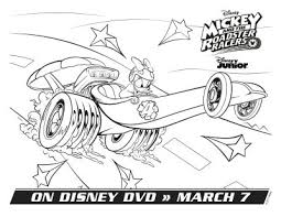 Mickey, donald, goofy, minnie and katrien have their own garage. Mickey Mouse Roadster Racers Coloring Pages Coloring And Drawing
