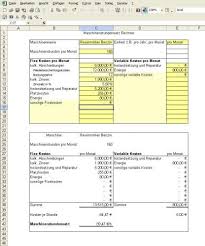 Hier finden sie das kalkulationsschema für die industrie. Kostenloses Excel Tool Maschinenstundensatz Rechnung Berechnung Kalkulation