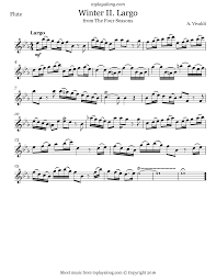Vivaldi Winter Ii Largo From The Four Seasons Free Violin Sheet Music Flute Sheet Music Violin Sheet Music
