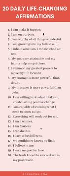 20 Daily Life Changing Affirmations Infographics Positive Self Affirmations Success Affirmations Positive Affirmations For Success
