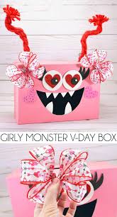 Fill your chocolate box with your favourite chocolates and also dont forget to keep a secret gift inside!! Girly Monster Valentine S Day Classroom Box Mom Spark Mom Blogger