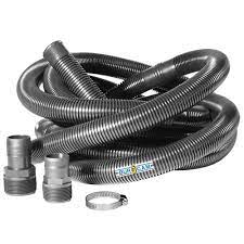 That way the water will still be able to discharge from the upper pipe even if the one in the ground is frozen. Bur Cam 1 1 4 Inch Drain Hose With Adaptors For 1 1 4 And 1 1 2 Inches Pump Discharge The Home Depot Canada
