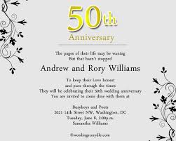 50th Wedding Anniversary Party Invitation Wording Wordings And Messages