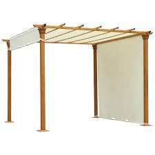 Outsunny Steel Frame Retractable Outdoor Garden Pergola Beige Aosom Uk