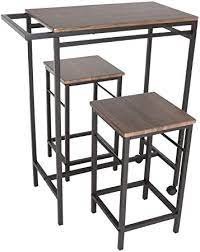 Flamaker 3 pieces patio set outdoor wicker patio furniture sets modern bistro set rattan chair conversation sets with coffee table for yard and bistro 4.6 out of 5 stars 5,813 $109.99 $ 109. Amazon Com Zenvida 3 Piece Pub Table Set Breakfast Cart With 2 Stools Wood Counter Height Space Saver Mobile Kitchen Island Furniture Decor